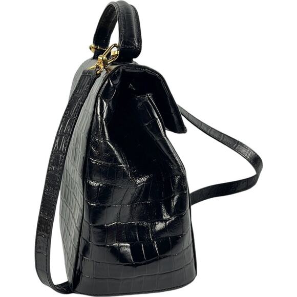 Valentino Garavani Croc Embossed Leather Handbag - Picture 5 of 12